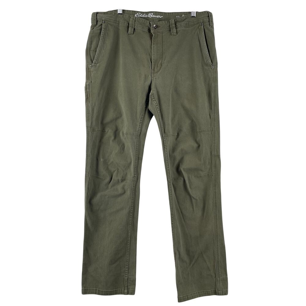 Eddie Bauer Mens Relaxed Fit Utility Pants SZ 36x34 Olive Green Canvas